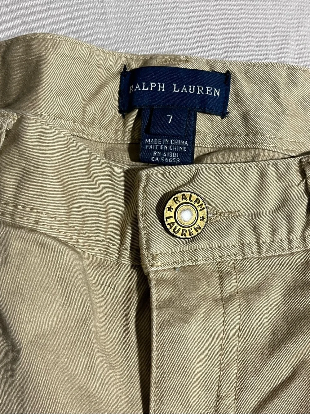 Ralph Lauren Khaki Shorts with Fuchsia Polo Player Embroidery Girls Size 7